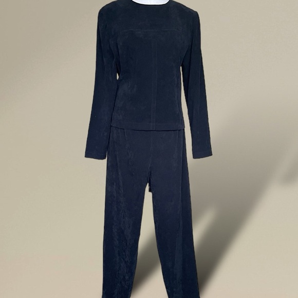 2 Pc Pantsuit Edgy Black Sueded Fabric Button Back 90’s Positive Attitude Size 8 - Picture 12 of 12